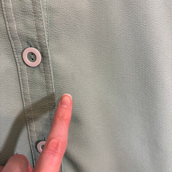 Mint Green Light Jacket Button Front Pockets Minimal Classic S | Light Summer - Picture 9 of 10